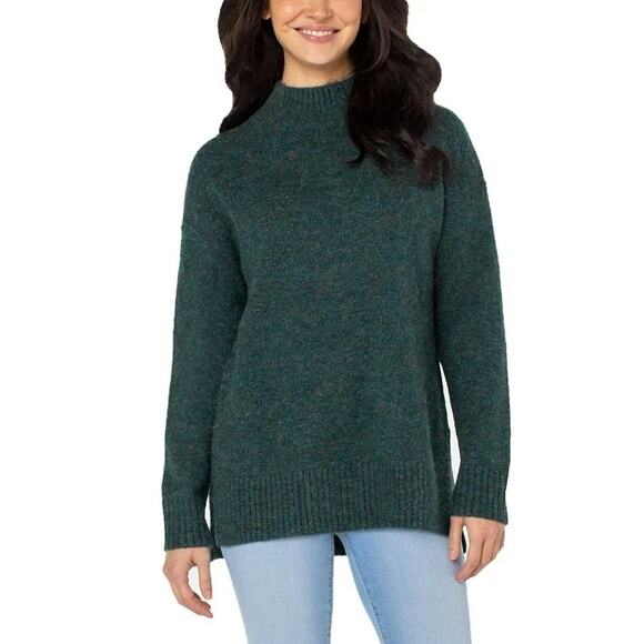 Well Worn Forest Dark Green Mock Neck Cozy Soft Pullover Cottage Sweater Size M - Picture 1 of 13
